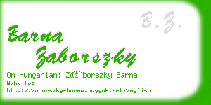 barna zaborszky business card